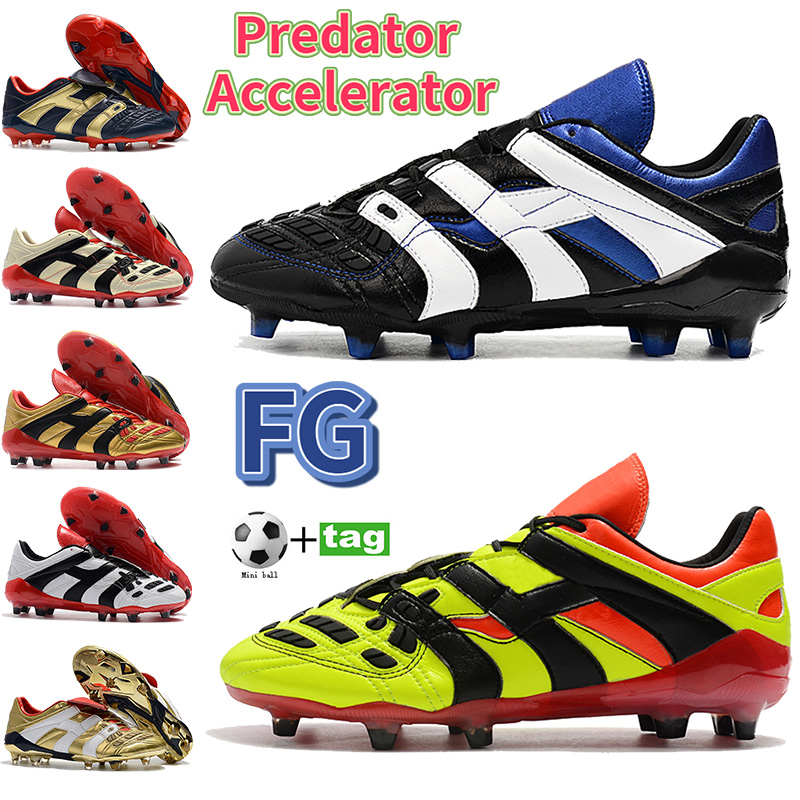 

Men Predator Accelerator Electricity FG Soccer shoes black beige white obsidian gold volt red mens football sneakers Sports shoe with gifts, Bubble wrap packaging