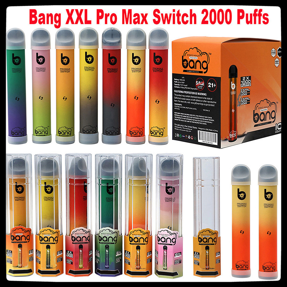 

2000 Puffs Bang Pro Max Switch Disposable E-cigarettes Vape Pen 2 IN 1 E Cigarette Device 7ml Pods Vapor Kit VS Randm Dazzle Pro
