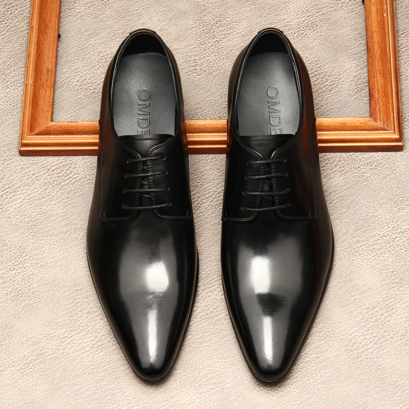 

Italian Men Leather Formal Shoes 12 Pointed Toe Genuine Leather Lace Up Wedding Business Shoes Black Khaki Oxford Party Shoes