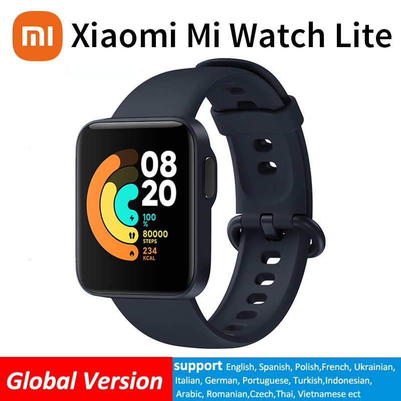 

Original Global Version Xiaomi Mi Watch Lite GPS 1.4 Display Fitness Tracker Bluetooth Sport Waterproof Women Man Mi Smartwatch, Black
