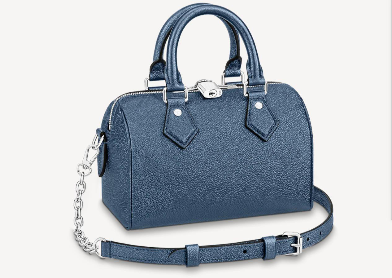 

designer handbags Boston Bags navy-blue Cross-Body M58958 Embossed Leather Toes Padlock Speedy Bandouliere 20 Women bag shoulder purse with Silver colour hardware, Customize