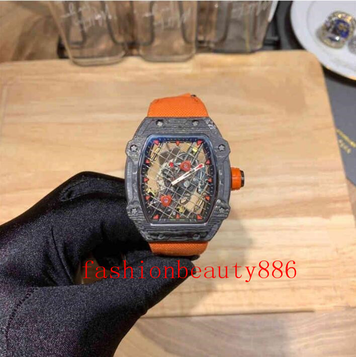 

Men's Watch Fiber Shell Mesh Hollow Pointer Automatic Mechanical Natural Butterfly Buckle43mm, Water proof18m