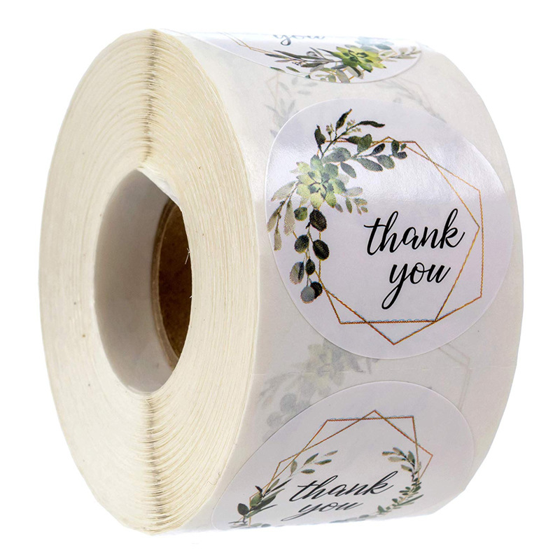 

Leaf Thank You Adhesive Sticker Leaf Pattern 500 PCS Labels per Roll 1in 1222496