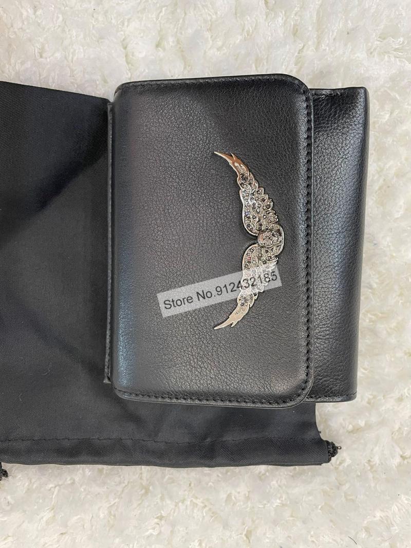 Titulaires de cartes Sac à portefeuille pour dames Wings Patchwork - Noir Petit Bourse pour Femmes
