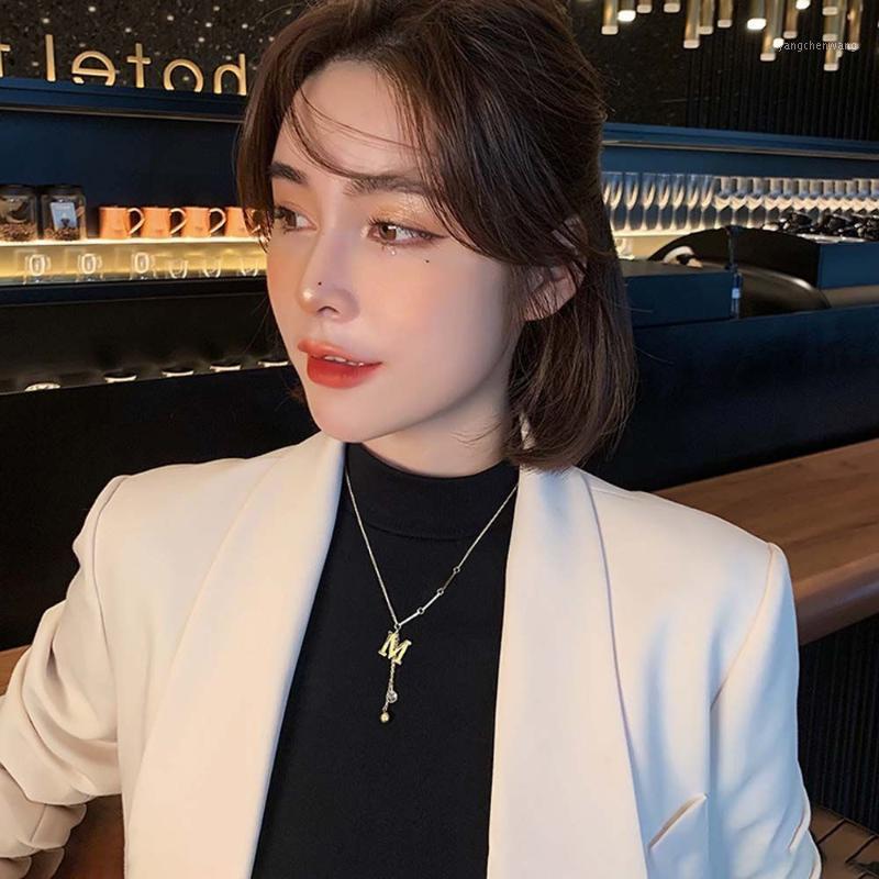 

Chains For Party M Letter Tassel Girls Sweater Chain Titanium Steel Clavicle Women's Necklace Korean Style
