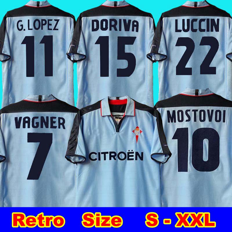 

2003 04 Celta de Vigo retro jersey MOSTOVOI 10 CONTRERAS 15 G. LOPEZ 11 ILIC 25 PINILLA 18 OUBINA 28 03 04 ELTA VIGO retro soccer jersey, Black;yellow
