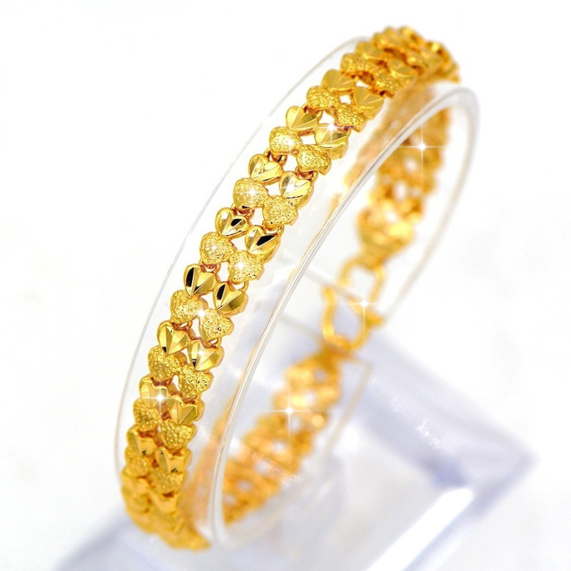 

Luxury Double Heart Chain Bracelets Fashion Jewelry Gifts 18K Gold Plated Princess Wedding Friendship Braclet Jewelry, Black