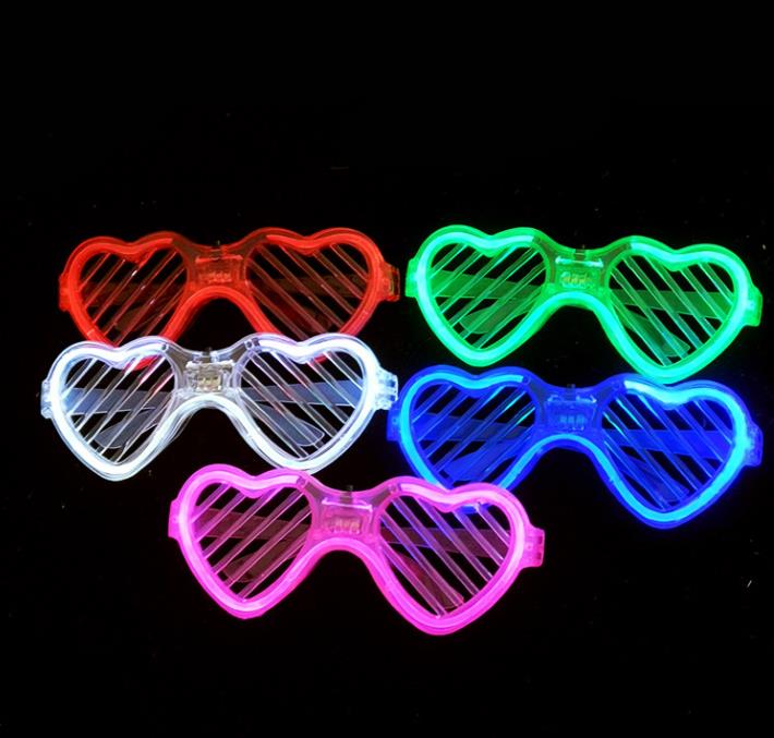 

LED Light Up Shutter Shades Sunglasses Neon Party Decoration Flashing Heart Glowing Glasses for Adults Kids