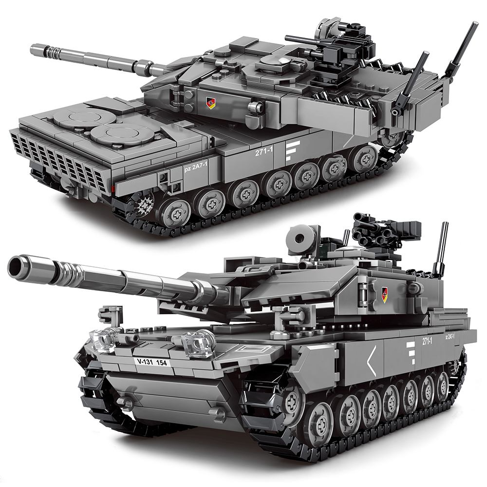 

Military Tanks Blocks Challenger Leopard 2A7+ Main Battle Tank Soldier Police Building WW2 Bricks Army Kids Children Toys Gifts