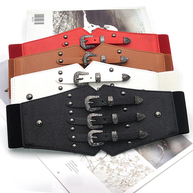 

Belts Luxury Wide For Women Belt PU Leather Corset Elastic All-Match Tunic Dress Decorated Ladies Girdle, Black;brown