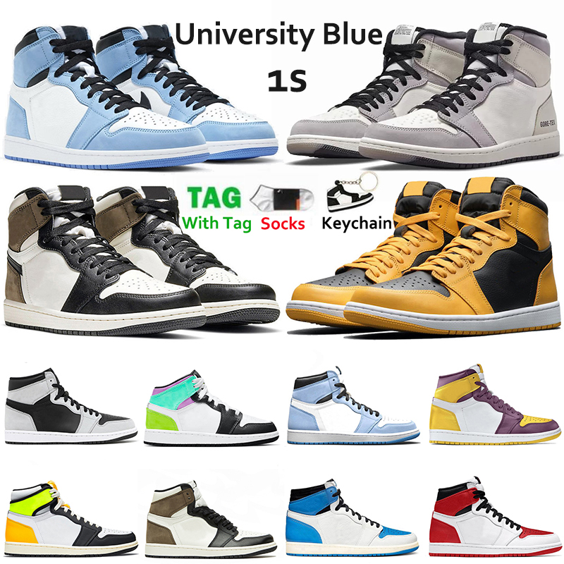 

2022 Fashion Jumpman 1 1s Men Women Basketball Shoes 1s Trainers Designer Sneakers Sports High OG University Blue Cactus Jack Bred Patent Shadow With Socks, #29 suede twist 36-46
