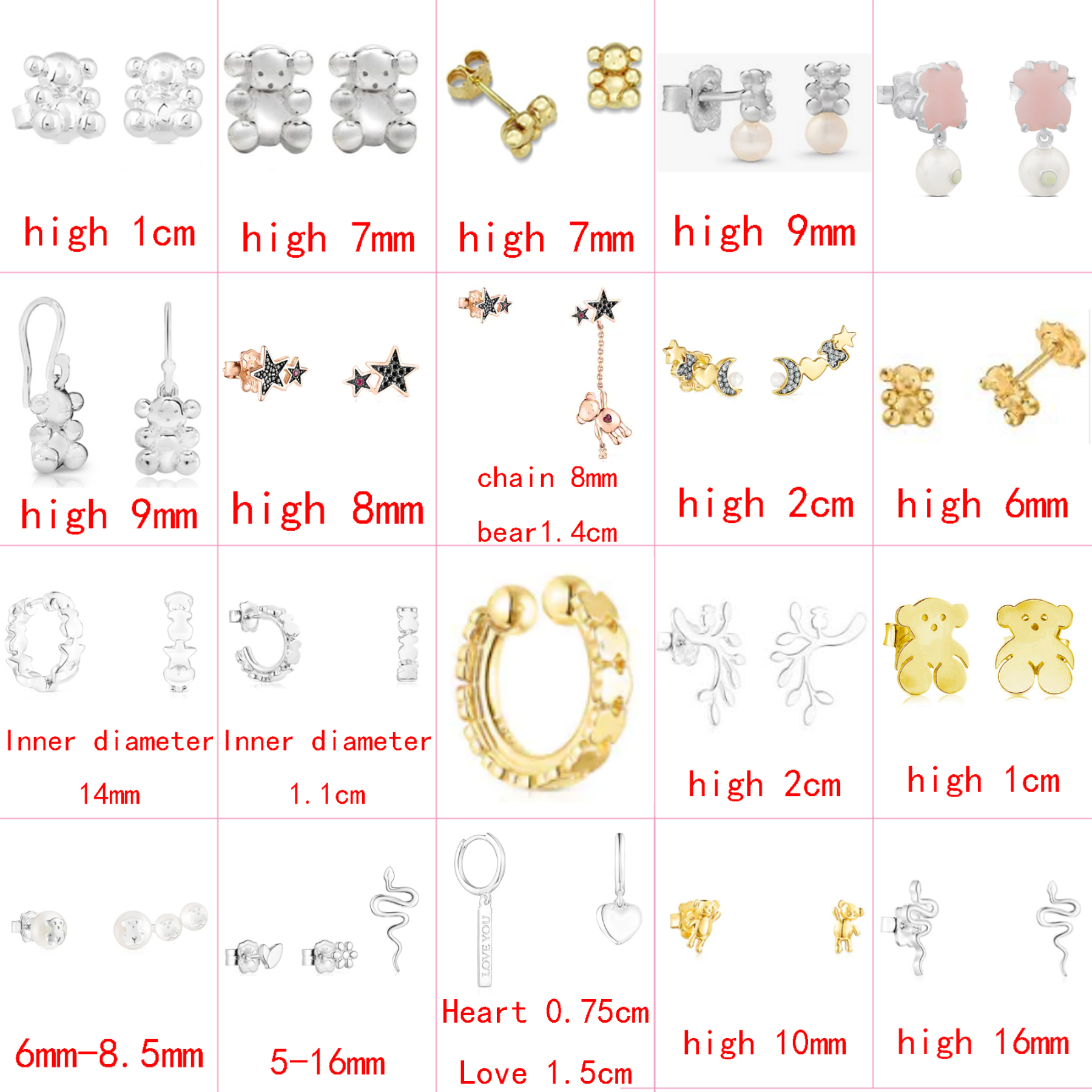 

fahmi 2022 new style 925 sterling silver bear trendy fashion ladies beautiful classic earrings jewelry factory direct sales