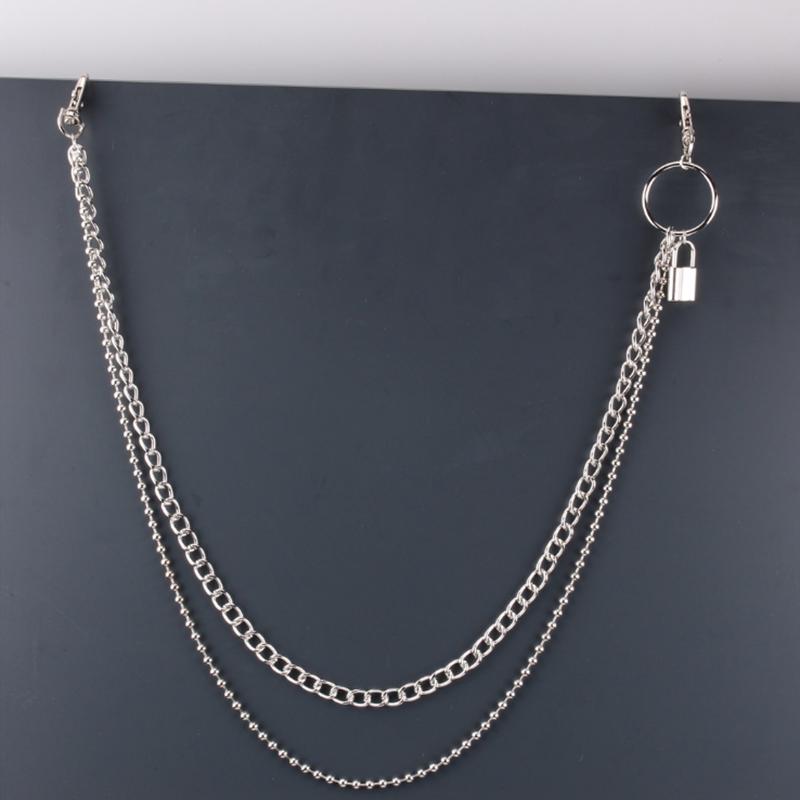 

Keychains 1pcs Metal Wallet Belt Chain Punk Trousers Hipster Pant Jean Keychain Ring Clip Keyring Lock Pendant HipHop Jewelry