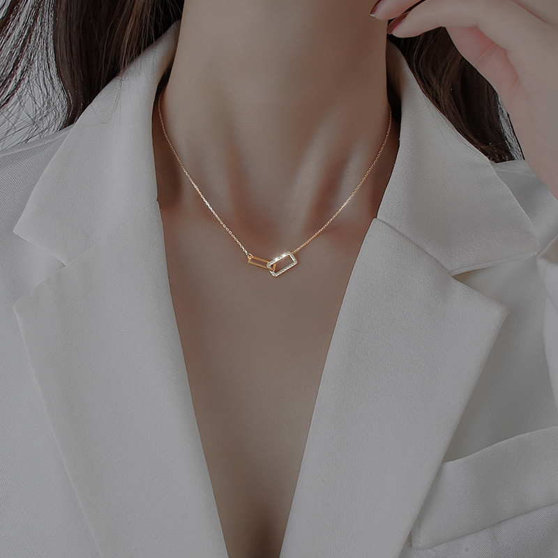 Geometric square necklace light luxury niche new necklace chain of clavicle female contracted temperament-image-708898804