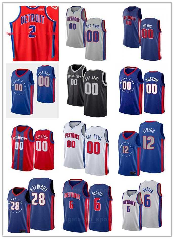 

75th Custom Mens Womens Detroit's Pistons's Jersey 18 Cory Joseph 38 Saben Lee 12 Isaiah Livers 28 Isaiah Stewart Basketball Jerseys, Black;red