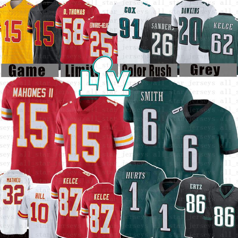 

6 DeVonta Smith 15 Patrick Mahomes Jalen Hurts Football Jersey Travis Kelce Sanders Hill Brian Dawkins Zach Ertz Graham Mathieu, Mens jersey (laoying)