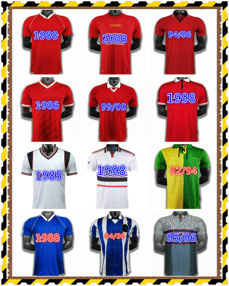 

Retro Manchester 83 84 85 86 88 90 91 1992 United RONALDO Soccer jerseys CANTONA Giggs SCHOLES Solskjaer 1999 finals football shirt Beckham 07 08 Classic top, Green