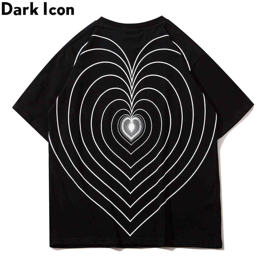 

Multiple Heart T-shirt Men Summer Round Neck Hipster Tshirts Streetwear Clothing Black White 210603