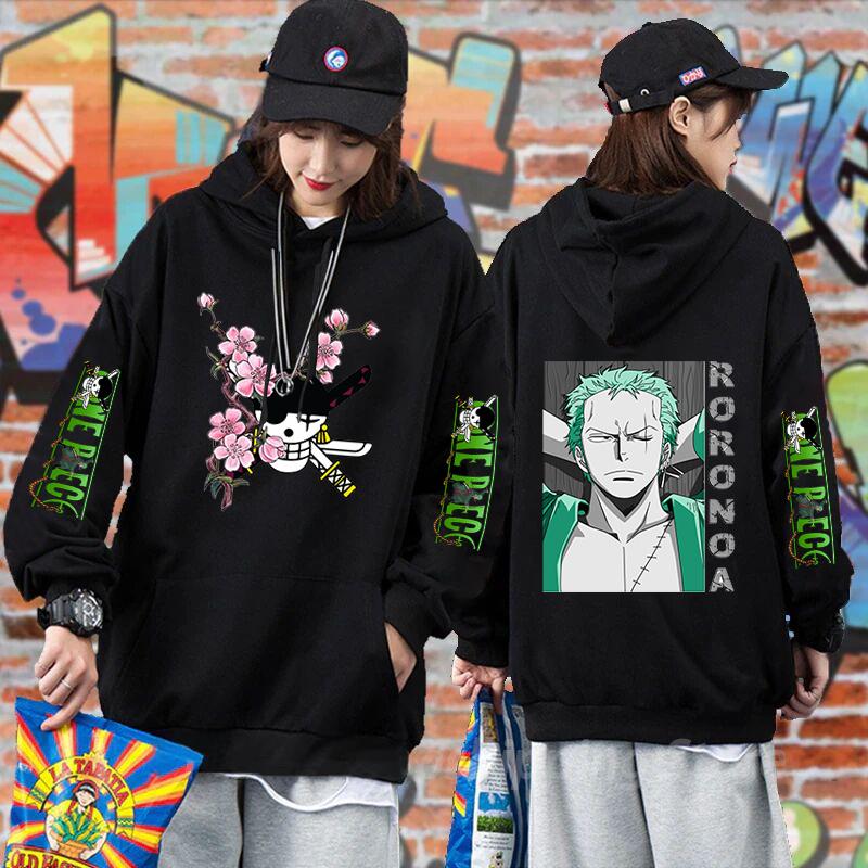 

Men's Hoodies & Sweatshirts One Piece Anime Hoodie Roronoa Zoro Print Funny Pullover Long Sleeve Loose Fashion Unisex, Beige