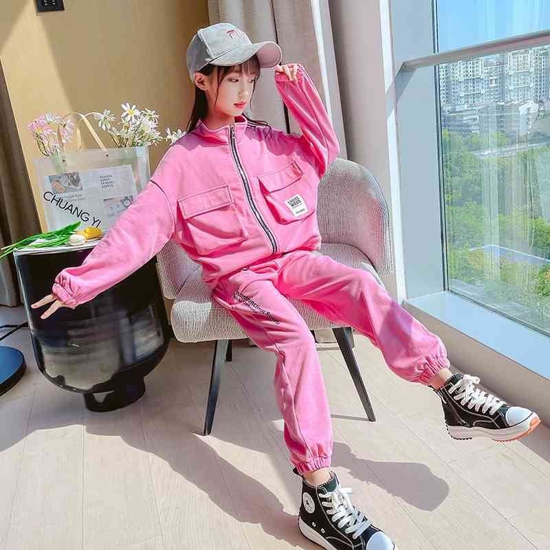 

Girls' clothes sports suit 2021 new net red foreign style big children's spring and autumn leisure two-piece set fashion