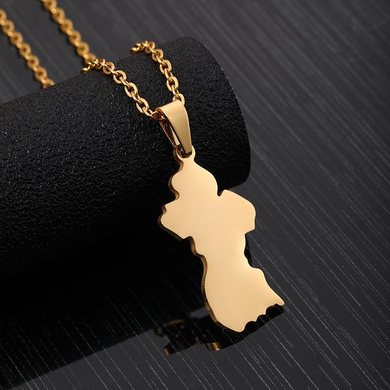 

Guyana Map Pendant Necklace Stainless Steel Cuban Link Chain Punk Necklaces For Women Urn Arrival