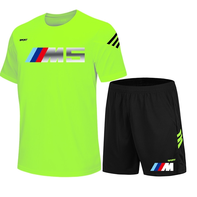 

BMW summer new fashion short-sleeved clothes men's shorts leisure fitness T-shirt jogging two-piece suit, Photo color 06