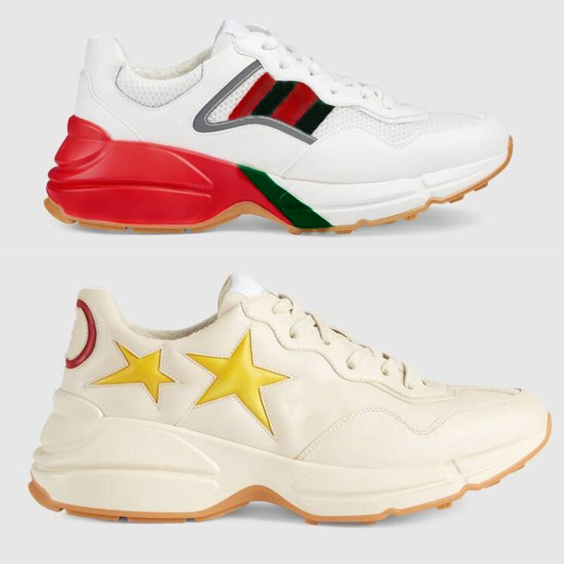 

2021 Luxury Brand Designer Sports Shoes Leather Rhyton Sneakers Beige Mens Sneaker Vintage Chaussures Womens Shoe Designers Basketball Size 35-45, Foam