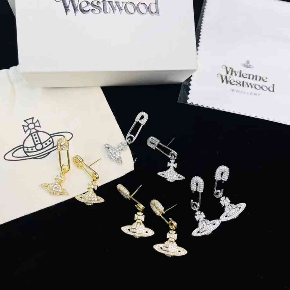 

earrings Autumn empress dowager style pin Vivian trend girl accessories versatile metal diamond earrings