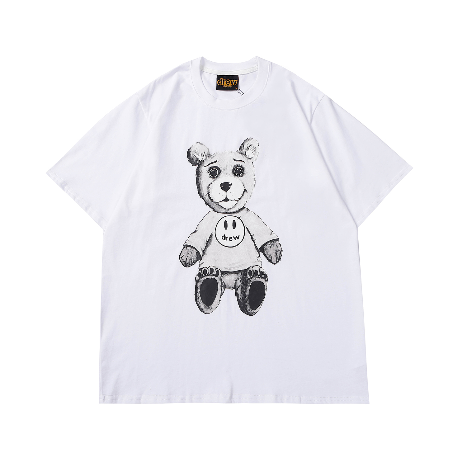 

Mens Desighner T Shirts Drew House Teddy Bear High Street Short Sleeve T-shirt Top Casual Fashion Male Clothing, White