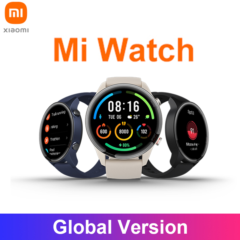 

Global Version Xiaomi Mi Watch GPS GLONASS Blood Oxygen Bluetooth 5.0 Heart Rate Monitor 5ATM Waterproof Mi Sport Smartwatch, Super deal ivory