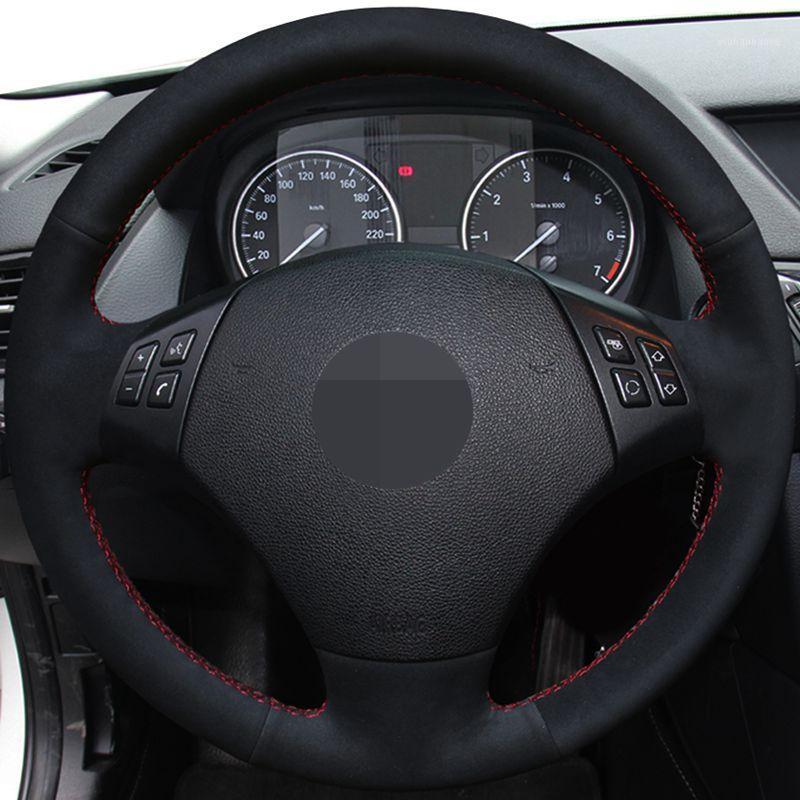 

Steering Wheel Covers Hand-stitched Black Suede Car Cover For E90 E91 320 318i 320i 325i 330i 320d 328xi X1 E84
