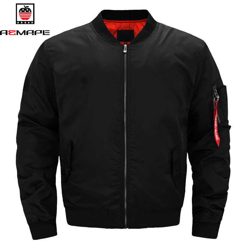 

AEMAPE brand Bomber Jackets Men Casual Solid Zipper Pilot Jacket New pilot Air Mens Military Green New Slim Fit Male Coats X0621, Blue