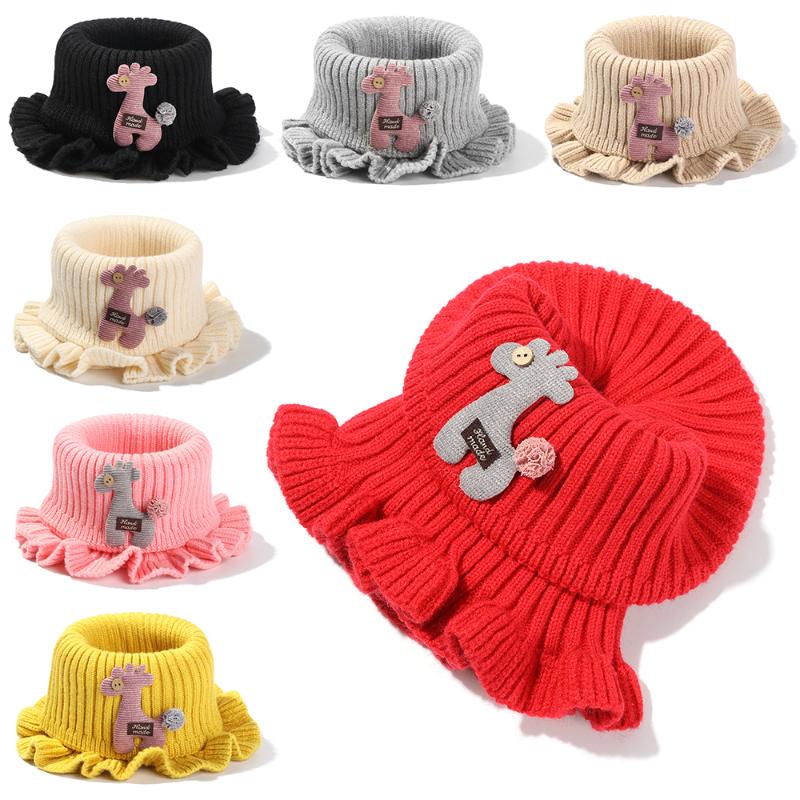

Scarves 1PC Fashion Solid Color Kids Scarf Cartoon Boys Girls Crochet Knitted Children Breathable Wraps Winter Warmer Accessory