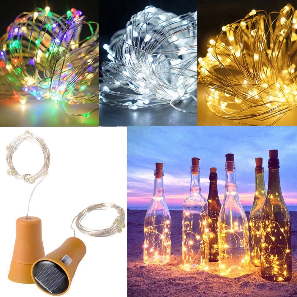 

Solar string light Cork Wine Bottle Stopper Copper 1m 10LED Fairy Strip Wire lights Outdoor Party LED Wedding Decoration Lamp
