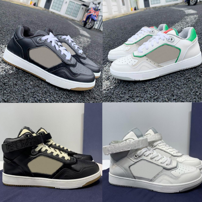 

B27 Men Women Running Shoes Printed Genuine Leather Sneakers High Top Runner Trainers Oblique Stylist Shoe Low-top Black white green