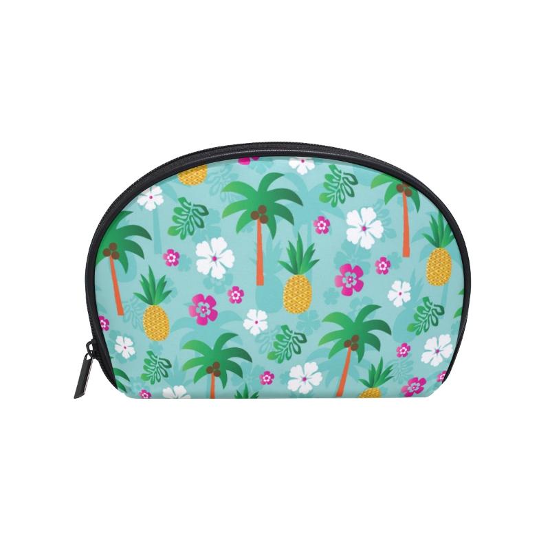 

FengJu Multifuncition Shell Cosmetic Bag Purse Half Moon Hanging Travel Toiletry Pouch For Girls Woman Pineapple Palm Tree Bags & Cases