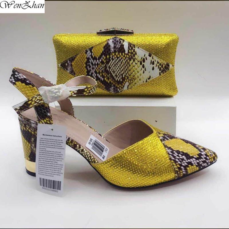 

Dress Shoes Yellow African Matching And Bags Italian In Women To Match With Rhinestones C210-2, Orange