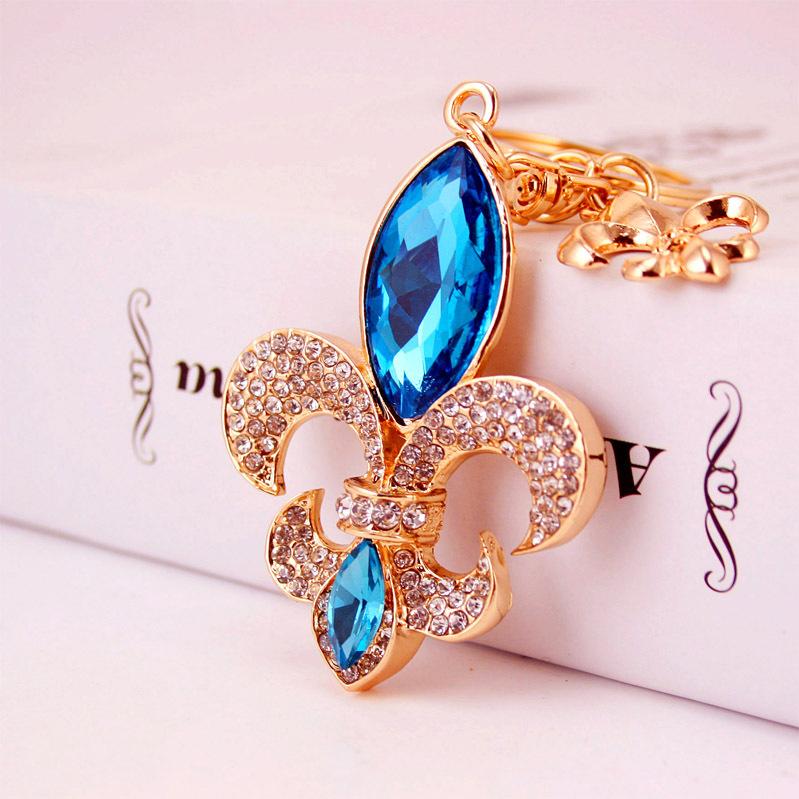 

Keychains MH Jewelry Fashion Exquisite Explosion Selling Crystal Gladioli Flower Key Chain Buckle Car Pendant