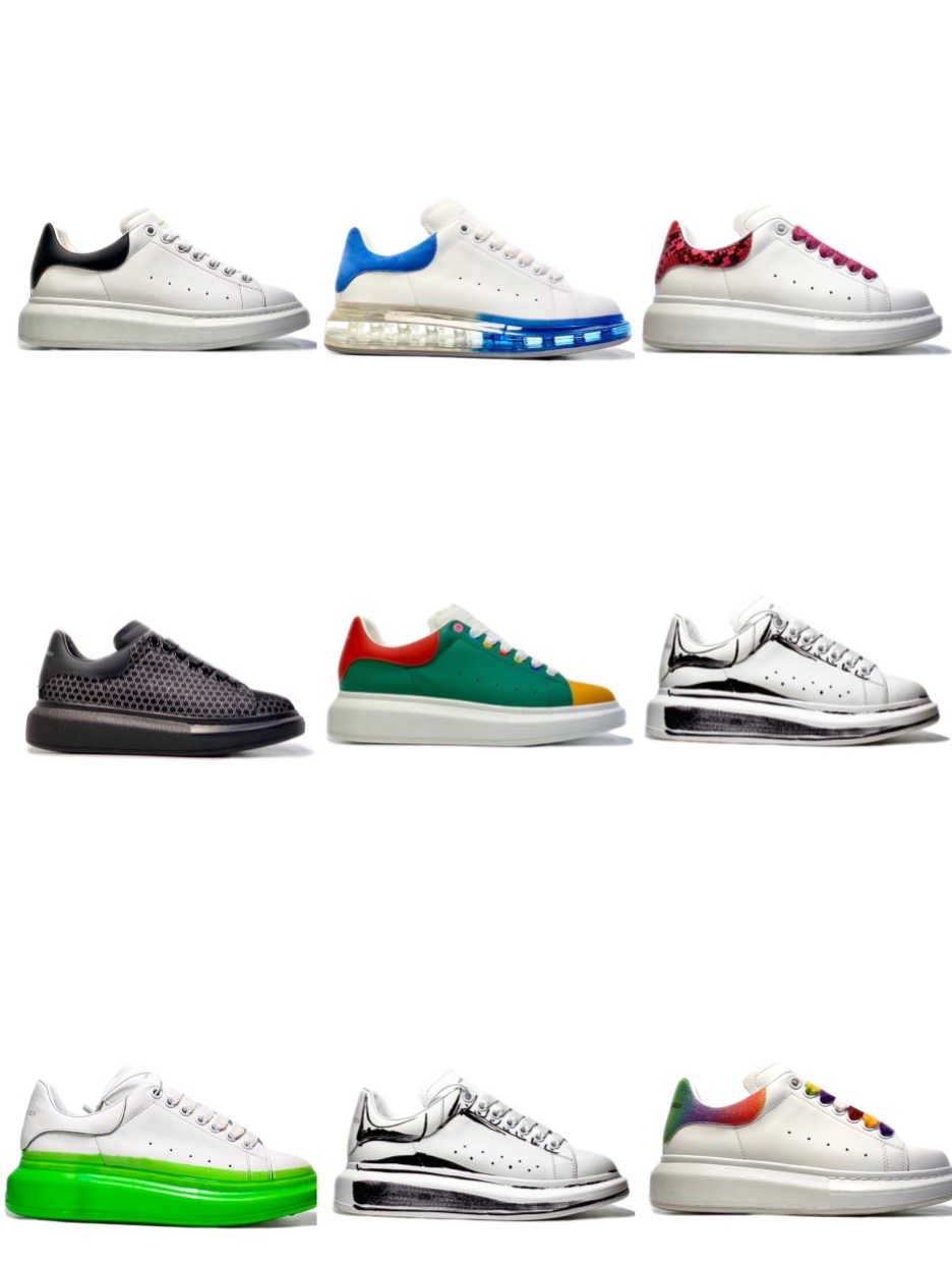 

2021 High quality men's and women's casual shoes Leather lace-up platform shoes oversized sneakers White black men's and women's comfortable luxury casual shoes, 10