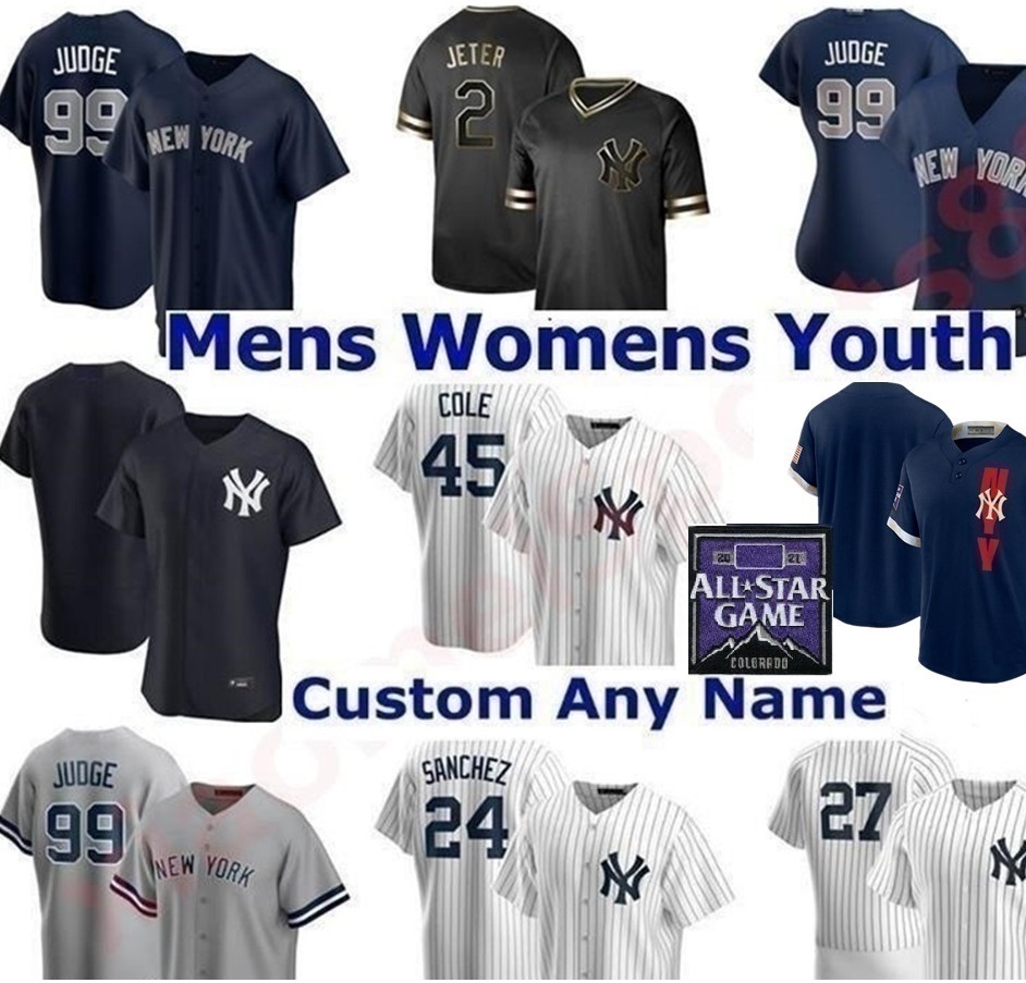 

NY 2021 All-Star Game Baseball jerseys Gerrit Cole Derek Jeter Gary Sanchez DJ LeMahieu Aaron Judge Yankees Gleyber Torres Giancarlo Stanton Men Kids Women jersey, As shown in illustration