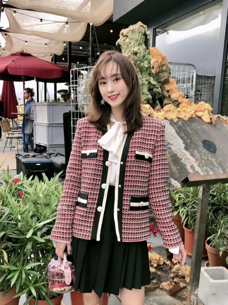 

Women's Fur & Faux Family Small Wind Knitted Jacket Color Contrast Splicing Cardigan In Autumn And Winter 2021, Black