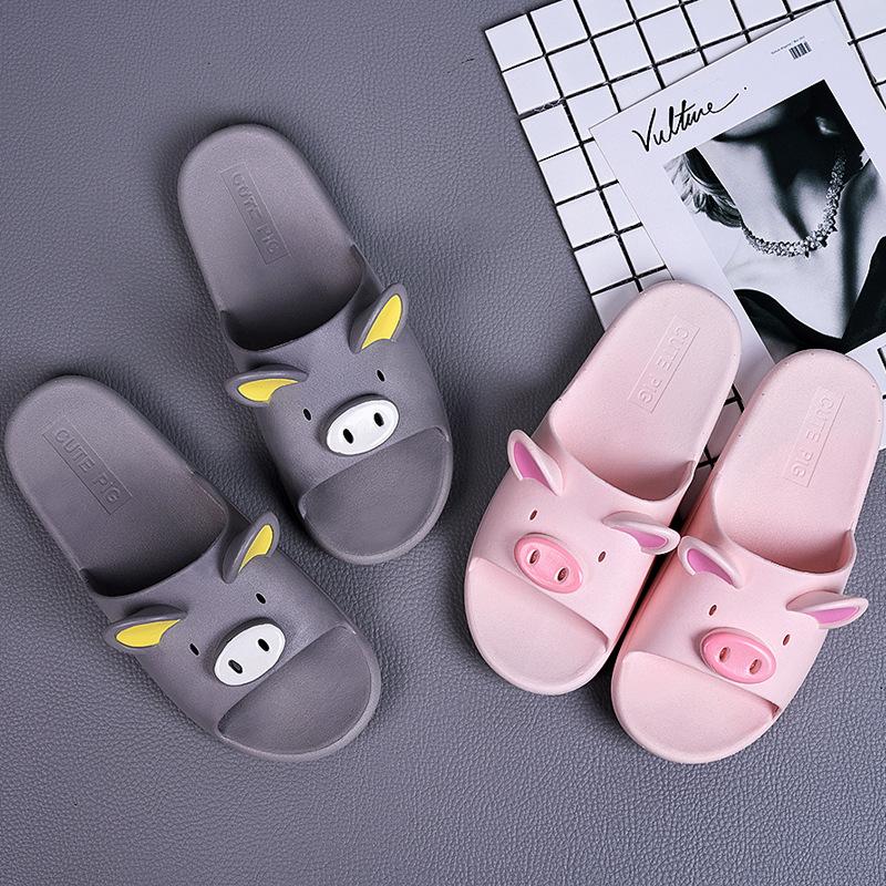 

Slippers Summer Cute Pig Cartoon Slipper Indoor Flat Shoes For Women And Men Couple, Women 3