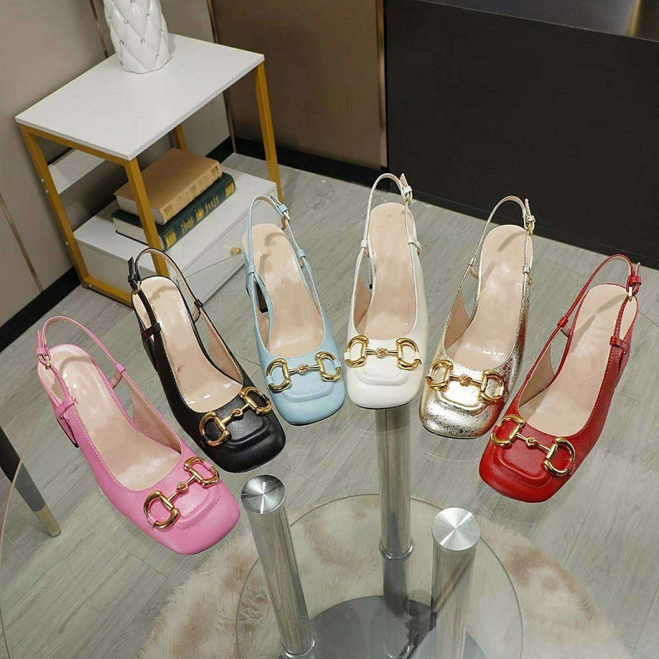 

Women Sandals Luxurys Designers high heels Sneakers Espadrilles dress G family single shoes leather thick heel Mary Jane Factory_footwear, Black