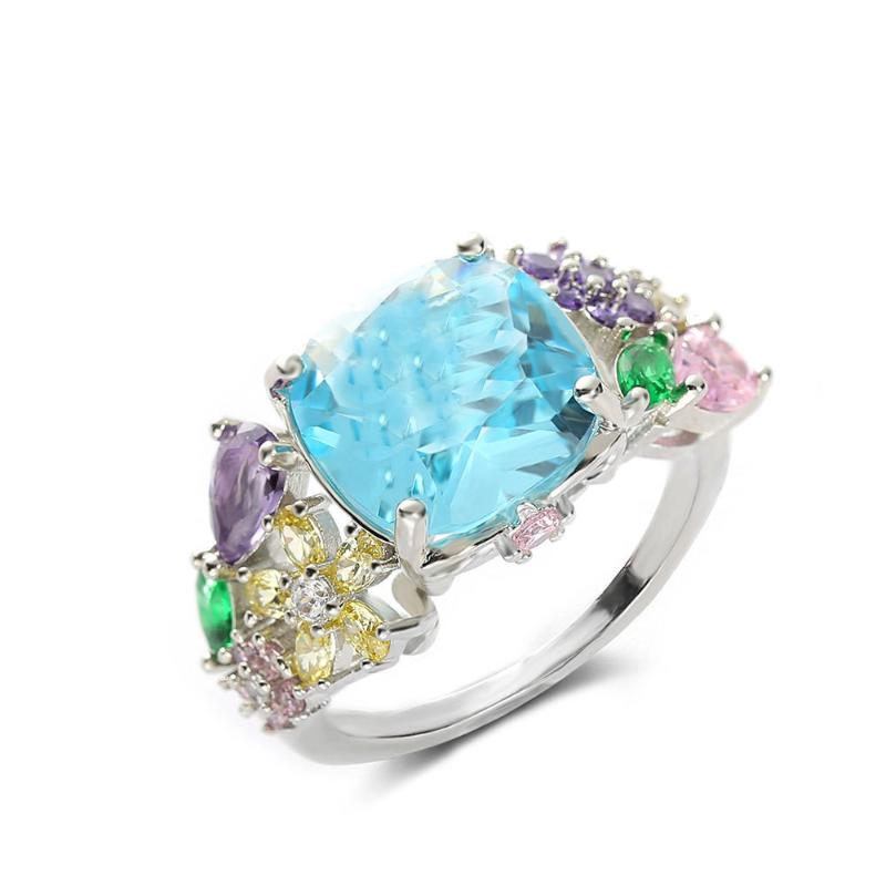 Cluster Rings 925 Sterling Silver Ring Inlaid Colorful Gemstone For Woman Engagement Jewelry Gift-image-703713056