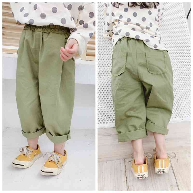 

Spring Autumn children cotton solid color casual all-match pants boys girls loose harem kids trousers 210708, Green