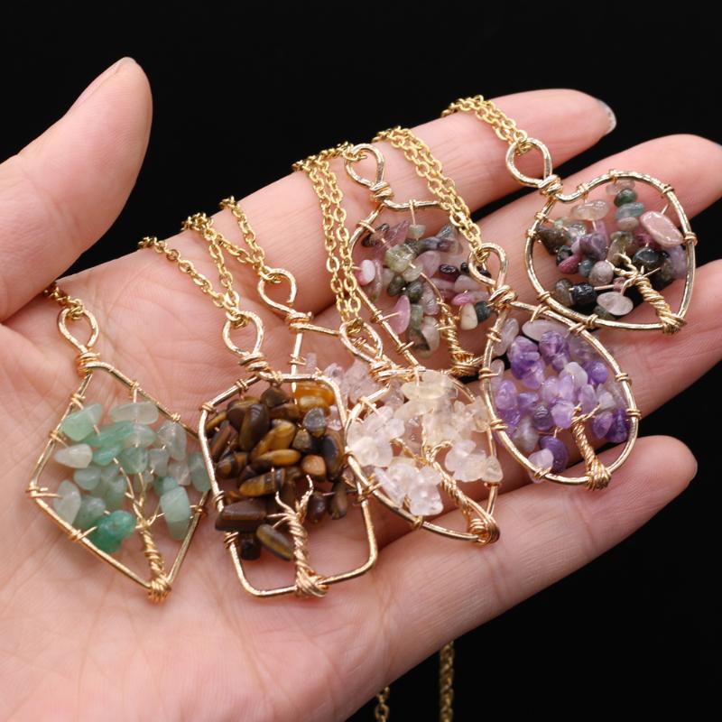 

Charms Natural Semi-precious Stone Perfume Round Copper Wire Lenght 40+5cm Tourmaline Quartz Amethyst For Jewelry Making Necklaces Gift, Bronze;silver