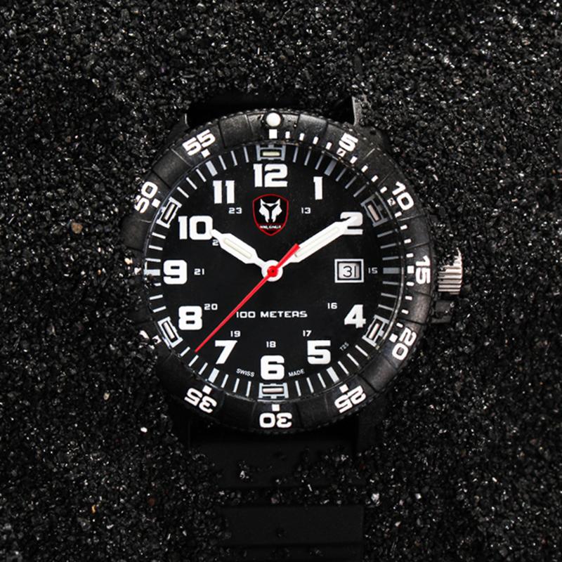 

Wristwatches Sport Military Watches Mens 100M Carbon Fiber Diving Quartz Watch Men Tritium Gas Spontaneous Light Wristwatch Reloj Hombre 202, C4