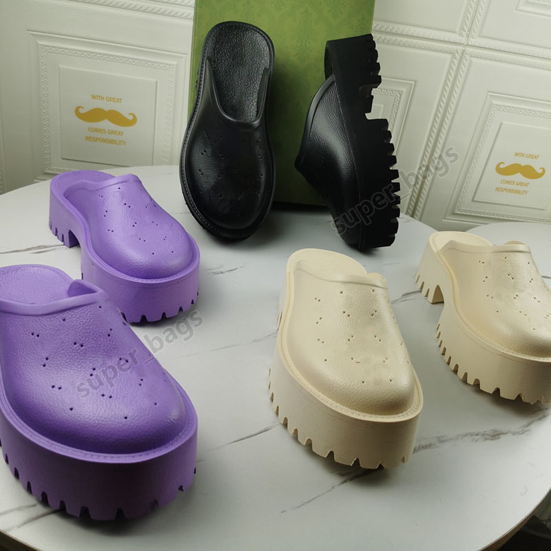 

High Quality Designer Women Sandals Luxury Platform Slippers Outdoor Non-slip And Waterproof Shoes With Holes 35-41, Platform white
