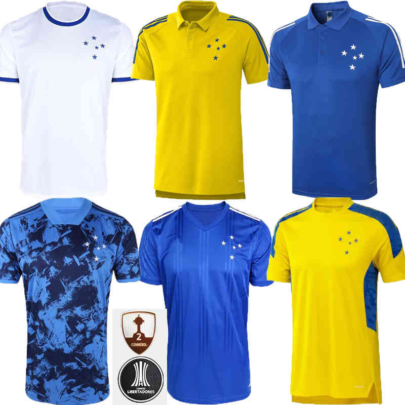 

2022 CRUZEIRO 2021 home away soccer jersey POLO 21 22 Esporte Clube 100th football shirts DE ARRASCAETA FRED yellow blue training men's, Black