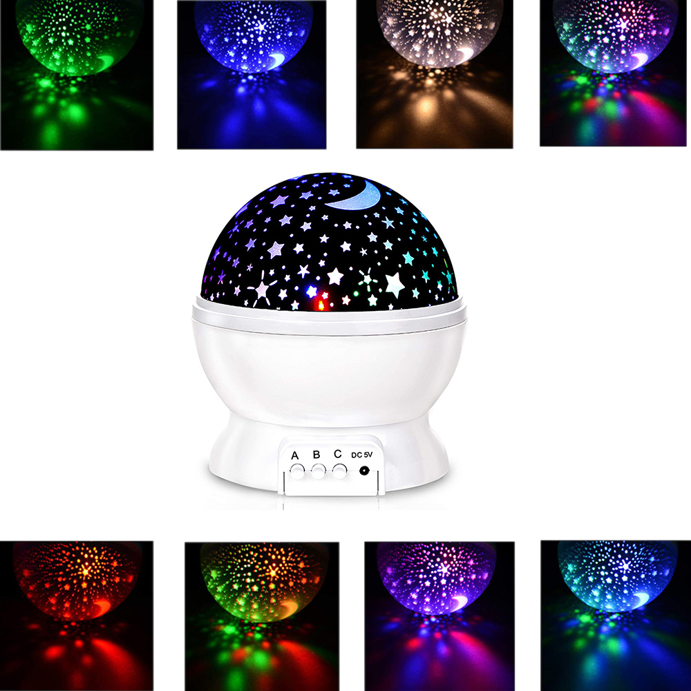 

Highlight 2.5W Projector Night Light LED Sky Stars Moon Projection Lights Color Rotating Kids Night Lamp Birthday Gift